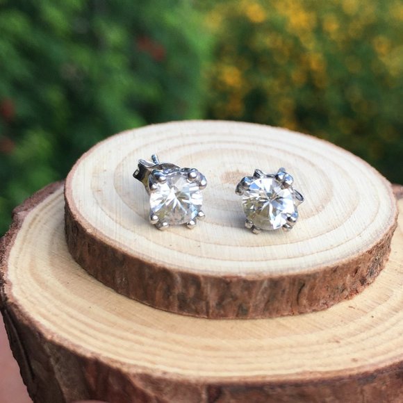 Cambodian Zircon Sterling Silver Earrings Natural Gemstones Studs - Picture 16 of 16